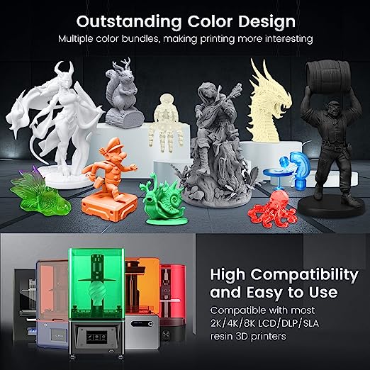 SUNLU Résine ABS-Like pour Imprimante 3D 1KG, Résine Photopolymère Rapide à  Séchage UV 405nm pour l'impression 3D LCD…