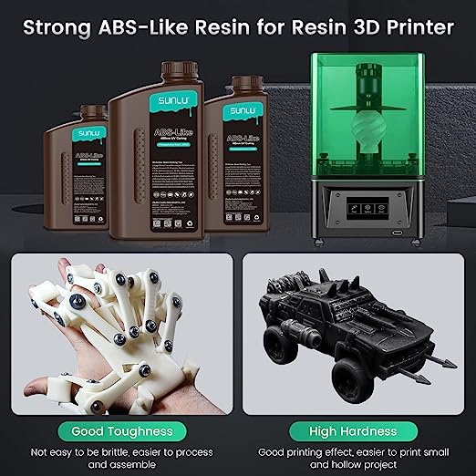 SUNLU Résine ABS-Like d'impression 3D 500g*4, Non Fragile, Durcissement  Rapide, Résine Photopolymère UV 405nm pour l'impression 3D 4K/8K  LCD/DLP/SLA