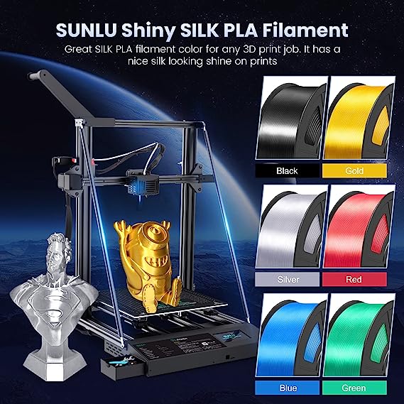 Plus de 6 kg de filament d'imprimante 3D SUNLU Silk PLA 1,75 mm 1 kg/2