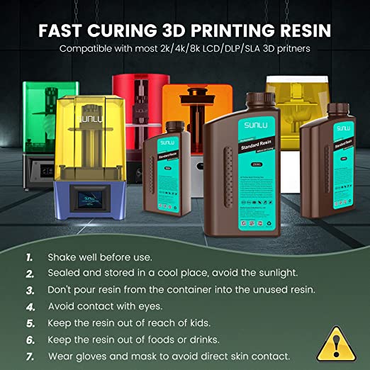 SUNLU High Temperature 3D Printer Resin, Fast Curing 3D Resin for LCD DLP  SLA Resin 3D Printer, 405nm UV Curing 3D Printing Photopolymer Resin, High