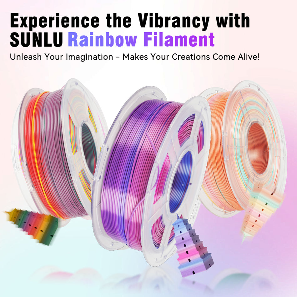 Verbessertes SILK Rainbow (8 Meter Farbwechsellänge) 3D-Druckerfilament 1 kg