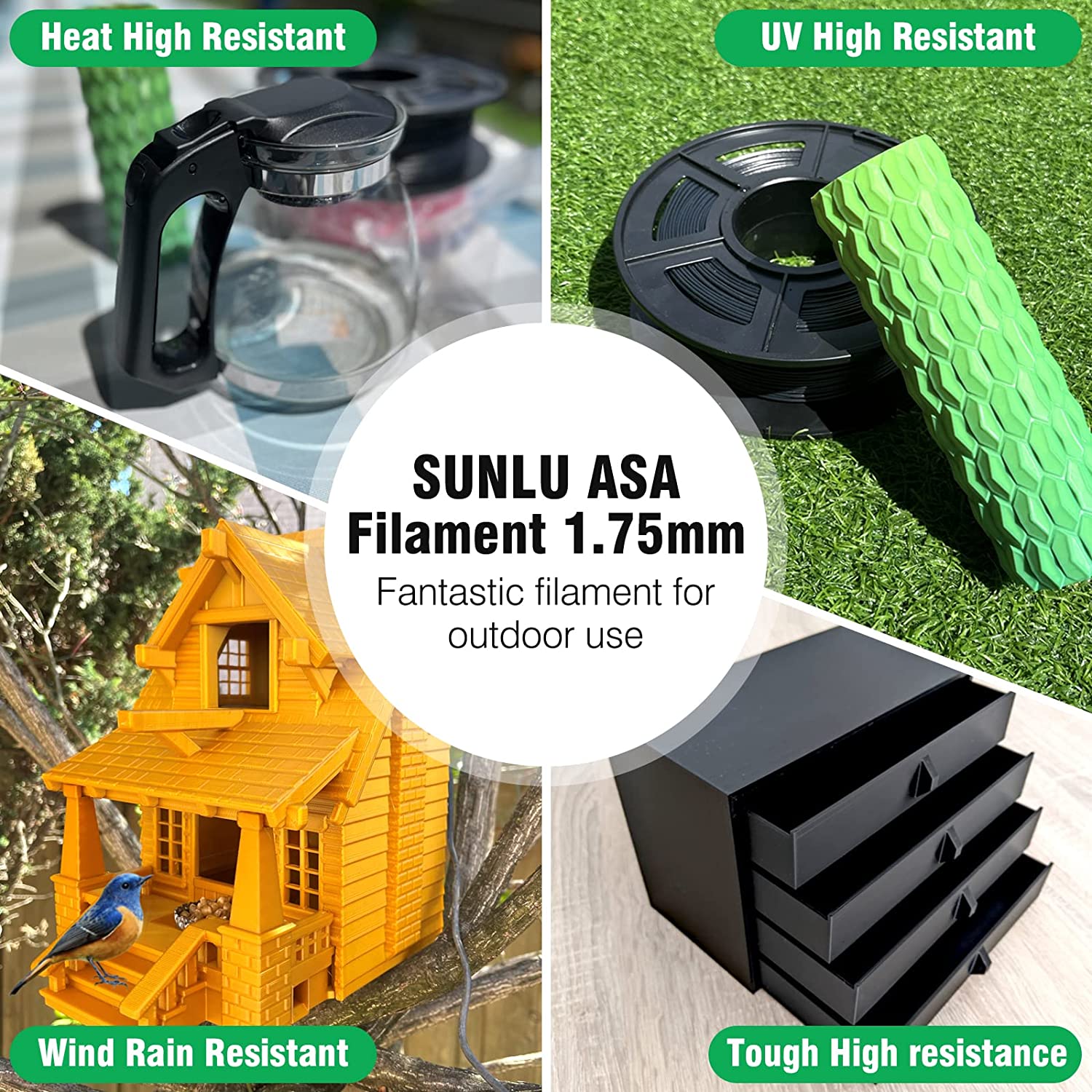 View all heat resistant filaments Heat resistant View by property 3D  filament REAL filament blue 1.75 mm ASA Low Warp 1 kg