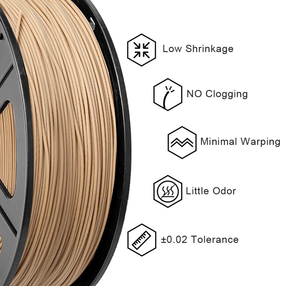 1.75mm SUNLU Wood Filament, 3D Printer Filament 1KG/Roll Australia